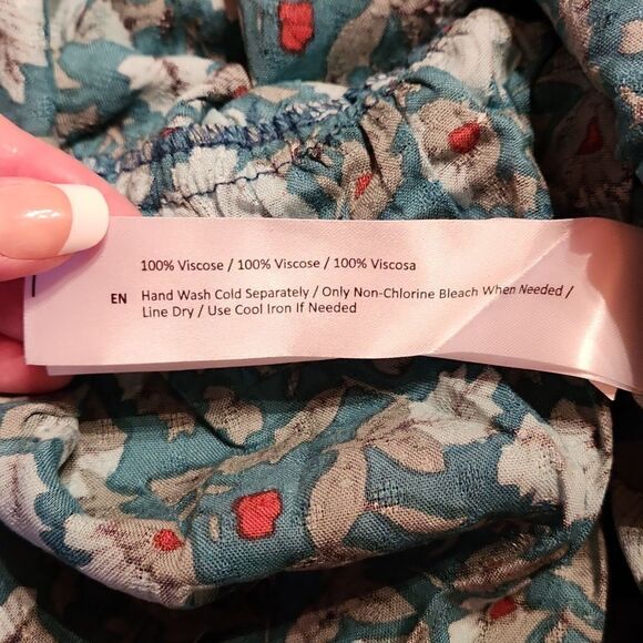 Band of the Free Jewel Bohemian Floral Wrap High Low Maxi Dress, Large, Teal - Picture 9 of 10